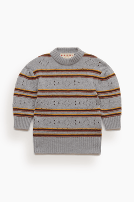 Short Sleeve Roundneck Sweater in Inox