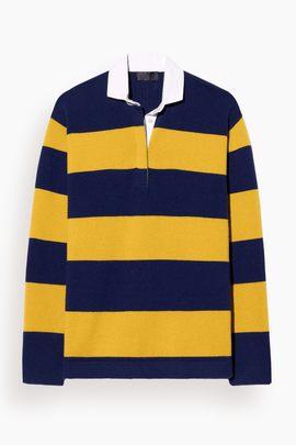 Rashida Rugby Sweater in Navy/Amber Stripe