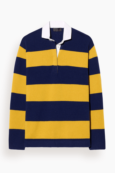 Rashida Rugby Sweater in Navy/Amber Stripe