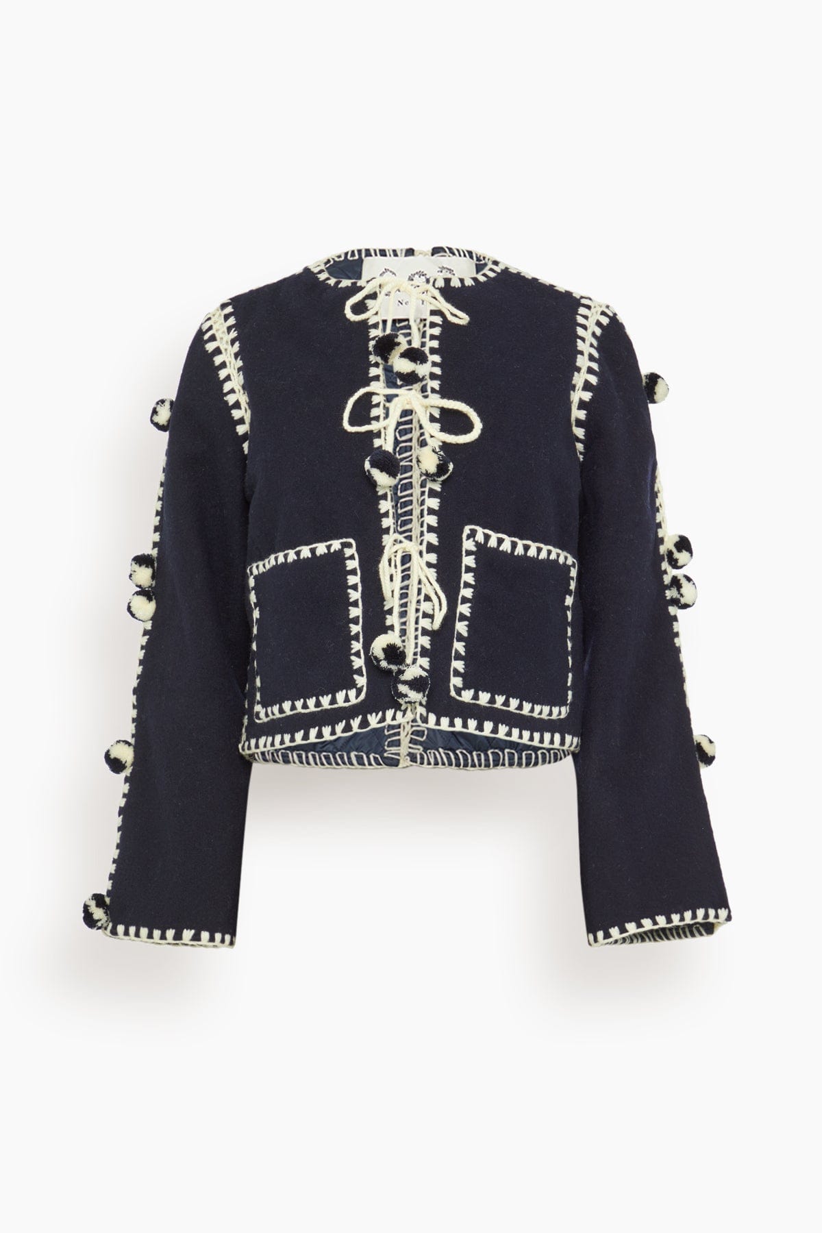 Sea Addison Pom Pom Jacket in Navy