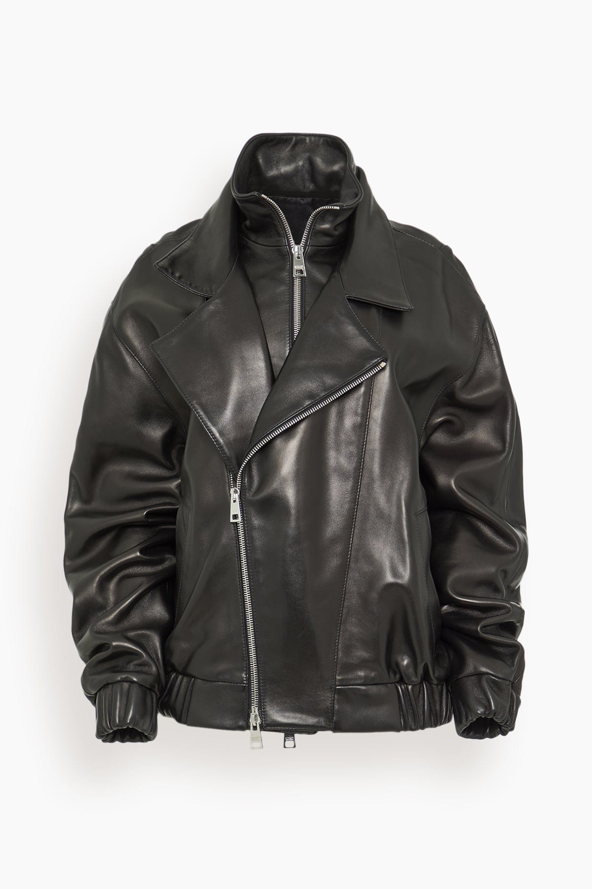 Brandon Maxwell The Emmett Double Zip Leather Moto Jacket in Black – Hampden Clothing