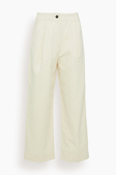 Pleat Front Cotton Trousers in Natural