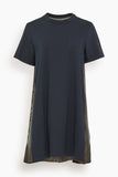 Sacai Paisley Print Cotton Jersey Dress in Navy/Khaki
