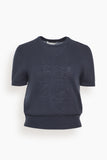 Tibi Tops Skinlike Mercerized Wool Shrunken Tee in Navy Tibi Skinlike Mercerized Wool Shrunken Tee in Navy