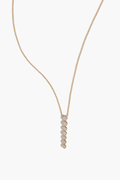 Bezel Diamond Drip Necklace in 14k Yellow Gold