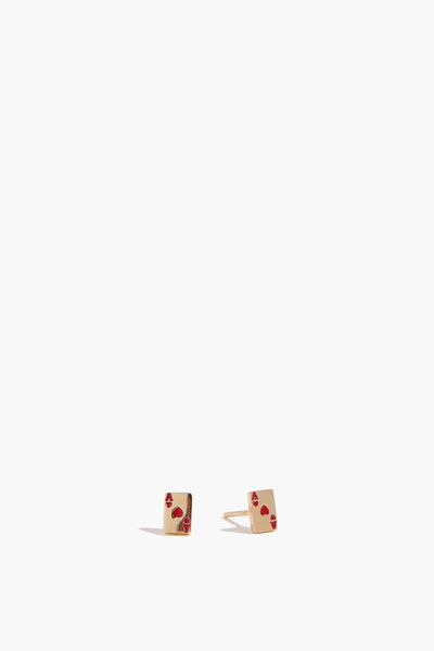 Ace Of Hearts Studs in Yellow Gold