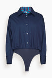 Staud Uptown Bodysuit in Navy/Potter Stripe
