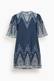Sea Vali Embroidered Mini Dress in Blue