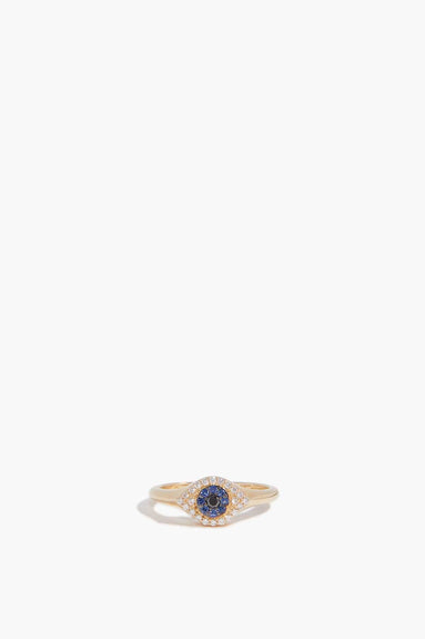 Vintage La Rose Rings Pave Sapphire Evil Eye Ring in 14k Yellow Gold