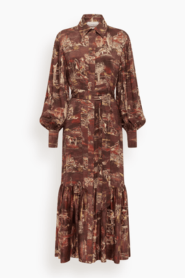 Ezra Silk Shirtdress in Chocolate
