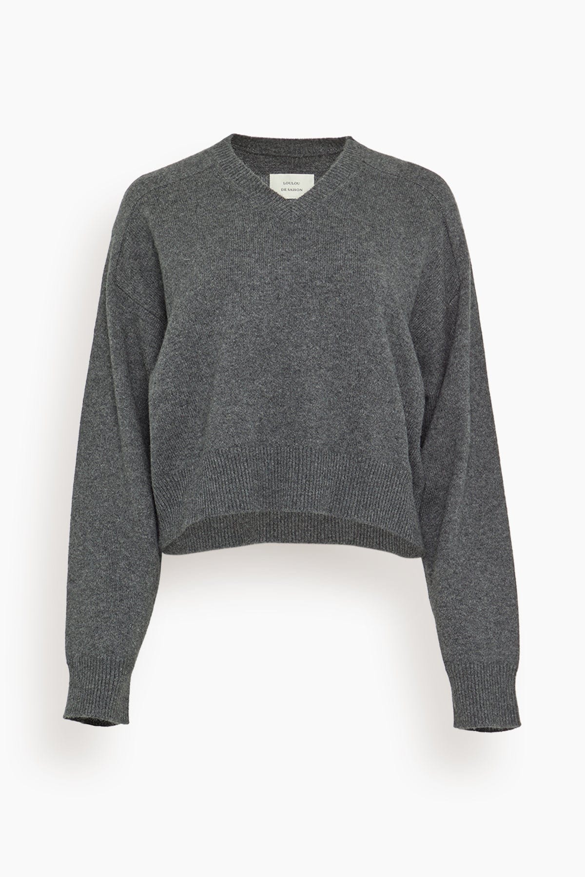 Loulou de Saison Anzor V-Neck Boxy Sweater in Anthracite Melange
