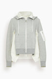 Sponge Sweat x Nylon Twill Hoodie in Gray x Off White
