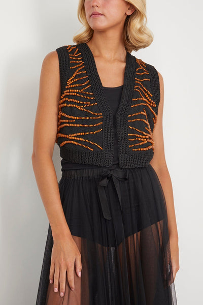 Forte Forte Tops Emotions Embroidery Jacquard Vest in Nero Forte Forte Emotions Embroidery Jacquard Vest in Nero