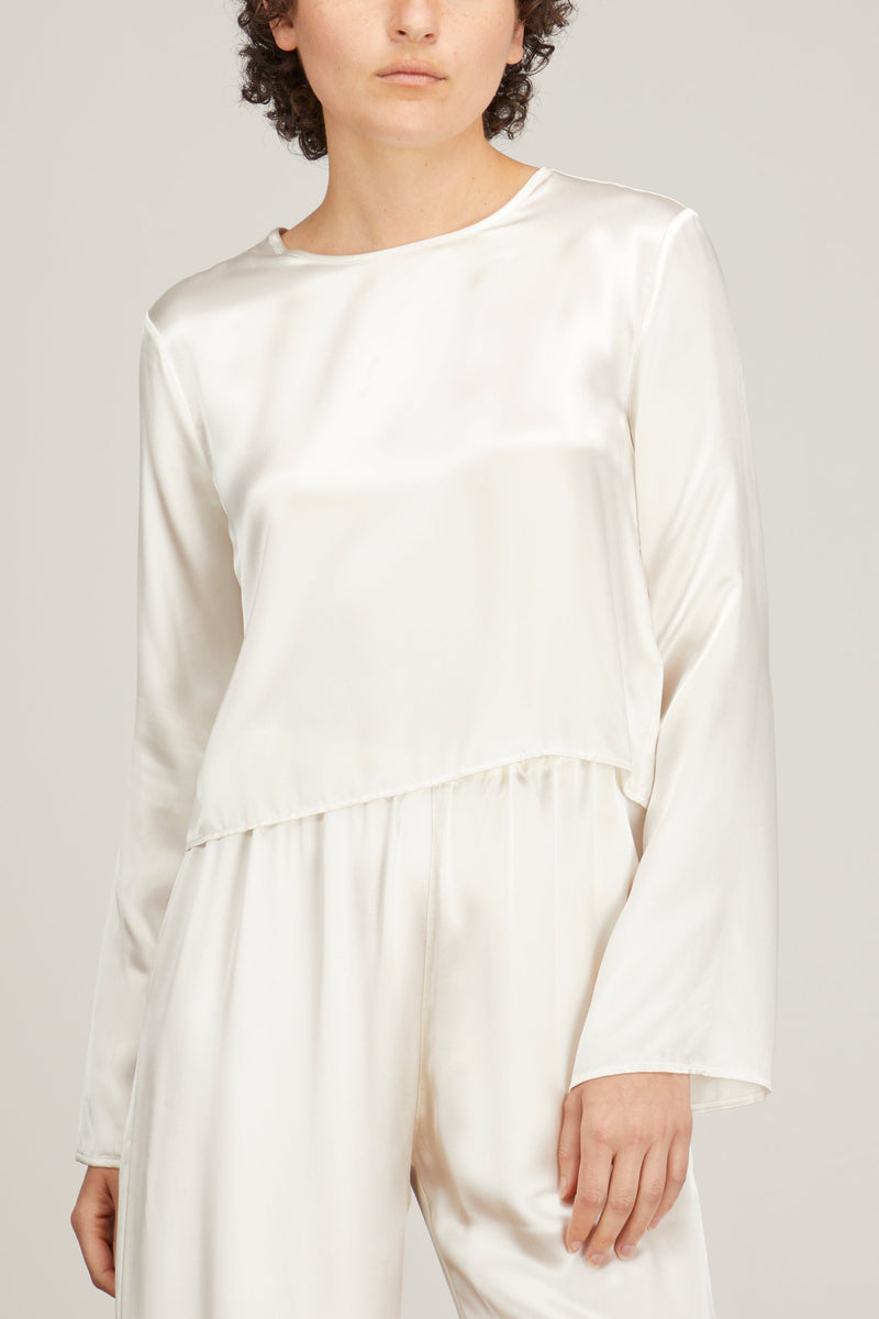 Forte Forte Shining Satin Roundneck Top in White – Hampden Clothing