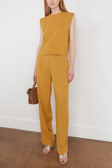 Forte Forte Tops Stretch Crepe Cady Boxy Top in Honey