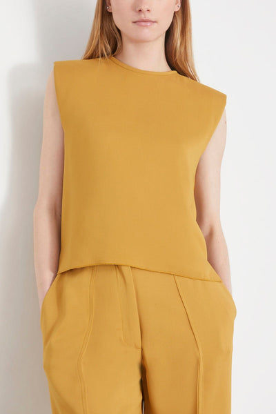 Forte Forte Tops Stretch Crepe Cady Boxy Top in Honey