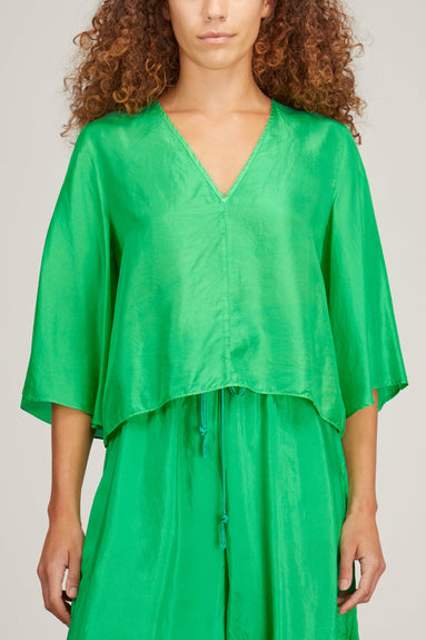 Forte Forte Tops Habotai Silk V-Neck Top in Emerald Forte Forte Habotai Silk V-Neck Top in Emerald