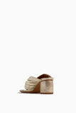 Forte Forte Heeled Laminated Leather Thong Sandals in Silver