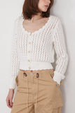 Ganni Sweaters Cotton Lace Low O-Neck Cardigan in Bright White Ganni Cotton Lace Low O-Neck Cardigan in Bright White