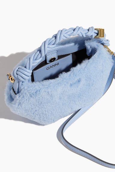 Ganni Top Handle Bags Bou Bag Mini Fur in Light Blue Vintage Ganni Bou Bag Mini Fur in Light Blue Vintage