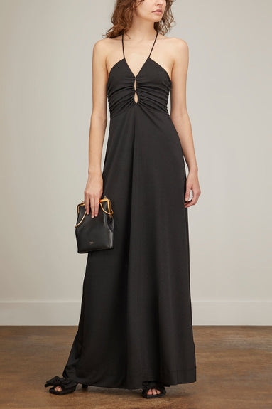 Ganni Casual Dresses Shiny Crepe Jersey Long Dress in Black Ganni Shiny Crepe Jersey Long Dress in Black