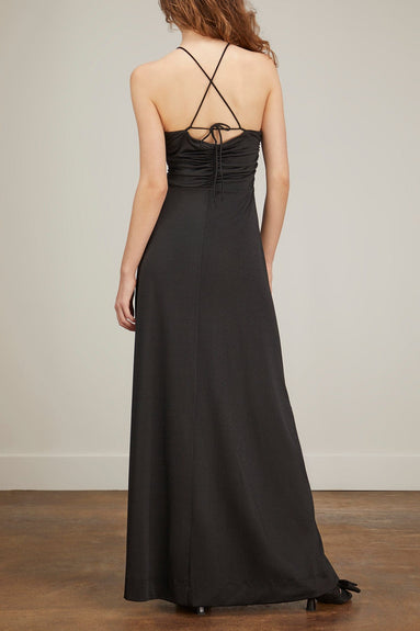 Ganni Casual Dresses Shiny Crepe Jersey Long Dress in Black Ganni Shiny Crepe Jersey Long Dress in Black