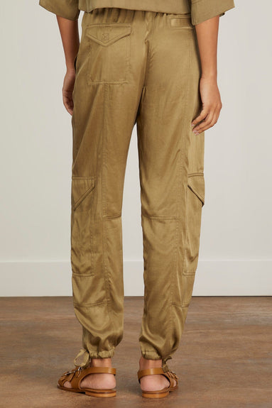 Ganni Pants Washed Satin Pants in Aloe