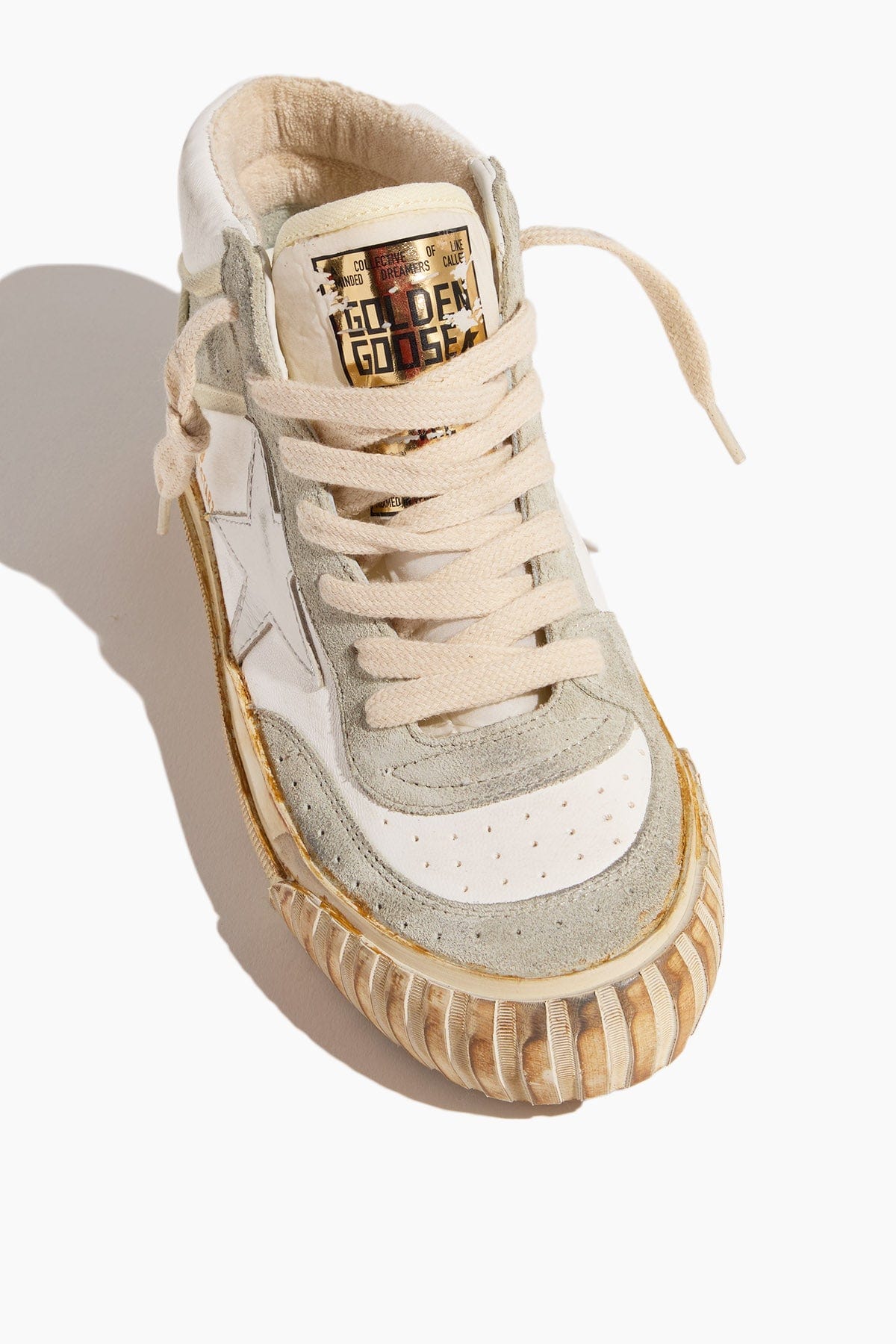 Golden Goose High Top Sneakers Mid Star Sneaker in White/Ice Golden Goose Mid Star Sneaker in White/Ice