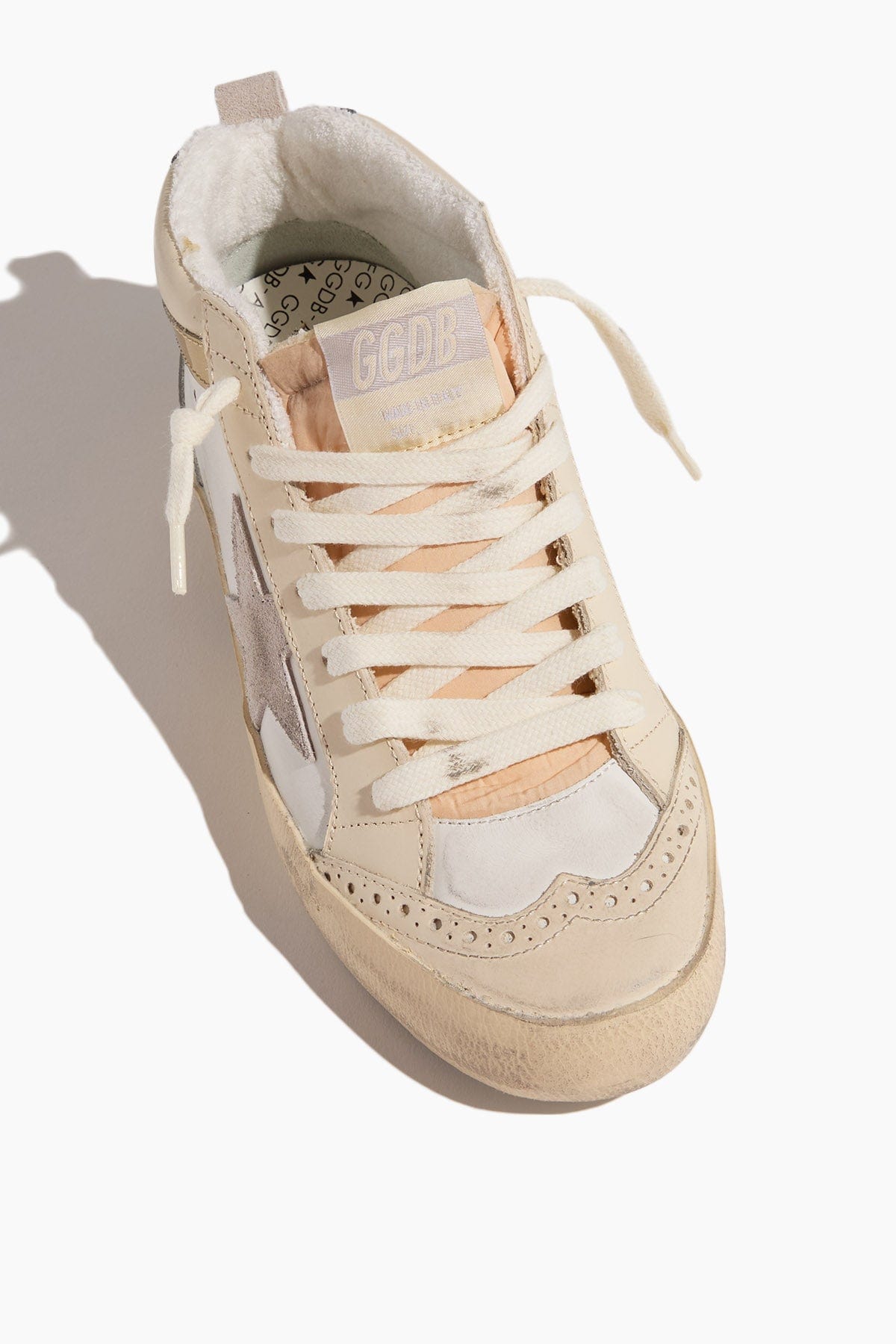 Golden Goose High Top Sneakers Mid Star Sneaker in White/Ivory/Light Lilac/Light Grey/Gold/Black Golden Goose Mid Star Sneaker in White/Ivory/Light Lilac/Light Grey/Gold/Black