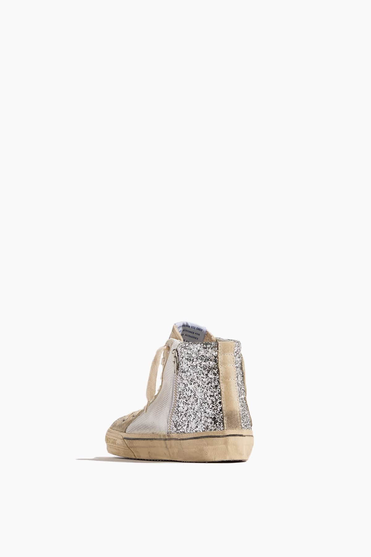 Golden Goose High Top Sneakers Slide Sneaker in Silver/White/Marble Golden Goose Slide Sneaker in Silver/White/Marble