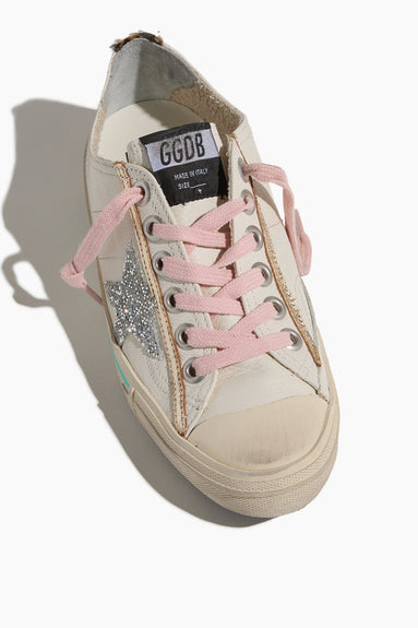 Golden Goose Low Top Sneakers V-Star 2 Sneaker in White/Silver/Beige/Brown Leo Golden Goose V-Star 2 Sneaker in White/Silver/Beige/Brown Leo