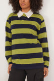 Guest In Residence Sweaters Rugby Sweater in Matcha/Midnight Stripe Guest in Residence Rugby Sweater in Matcha/Midnight Stripe