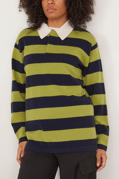 Guest In Residence Sweaters Rugby Sweater in Matcha/Midnight Stripe Guest in Residence Rugby Sweater in Matcha/Midnight Stripe