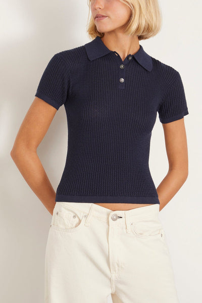 Guest In Residence Tops Shrunken Polo in Midnight Guest in Residence Shrunken Polo in Midnight