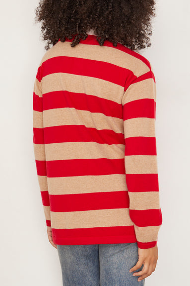 Rugby Sweater in Dune/True Red Stripe