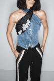 Hellessy Joel Halter Top in Dark Stone Wash/Black