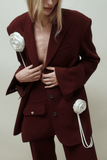 Hellessy Trent Blazer in Bordeaux/Ecru