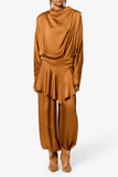 Nolia Satin Pants in Caramel