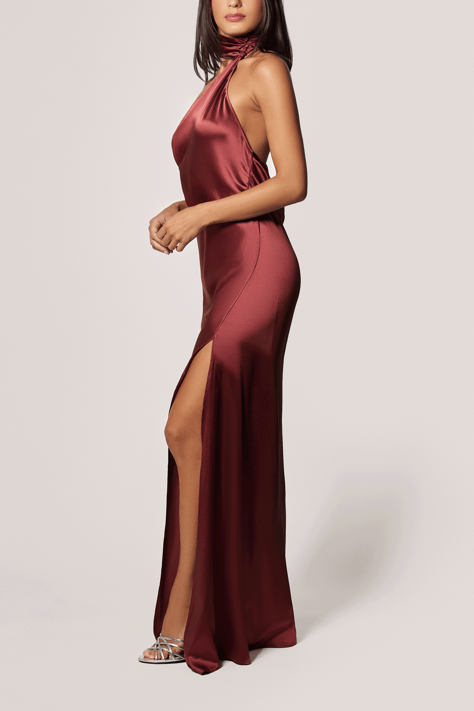 Kiki de Montparnasse - Kiki de Montparnasse Soie Asymmetrical Halter Gown in Black S - Hampden Clothing Kiki de Montparnasse - Kiki de Montparnasse Soie Asymmetrical Halter Gown in Black S - Hampden Clothing