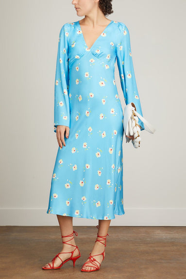 Kitri Dresses Libby Dress in Blue Vintage Pansy Print Kitri Libby Dress in Blue Vintage Pansy Print