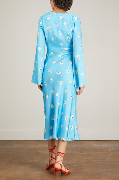 Kitri Dresses Libby Dress in Blue Vintage Pansy Print Kitri Libby Dress in Blue Vintage Pansy Print