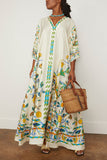 La Double J Dresses Muumuu Dress in Borboni Placed Bianco La Double J Muumuu Dress in Borboni Placed Bianco