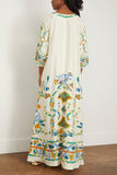 La Double J Dresses Muumuu Dress in Borboni Placed Bianco La Double J Muumuu Dress in Borboni Placed Bianco