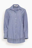 LAFATA Frankie Crystal Stripe Shirt in Navy/White