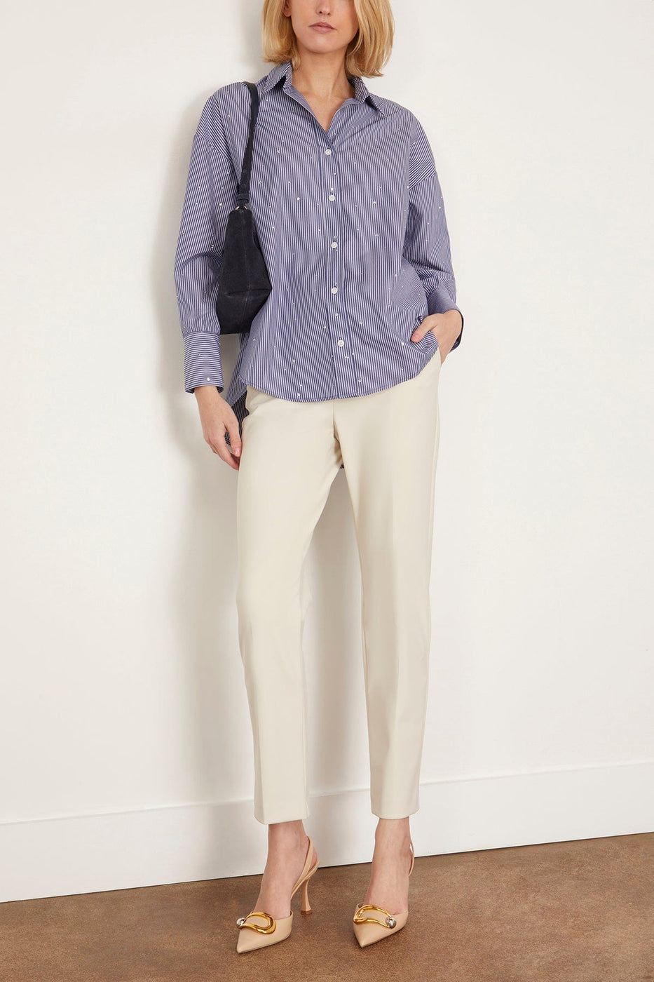 LAFATA Pants Scuba Slim Carine Trouser in Cement LAFATA Scuba Slim Carine Trouser in Cement