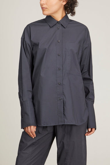 Lee Mathews Tops Poplin Long Sleeve Shirt in Navy Lee Mathews Poplin Long Sleeve Shirt in Navy