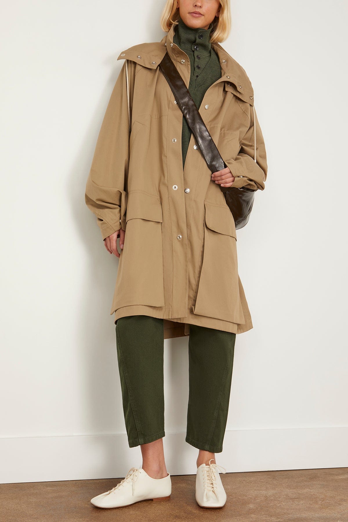 Lemaire Coats Raincoat with Detachable Hood in Greige Lemaire Raincoat with Detachable Hood in Greige