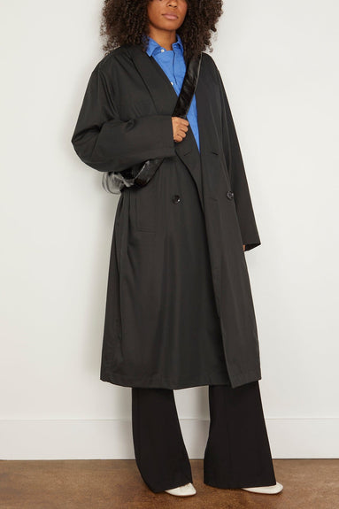 Lemaire Coats Wrap Collar Trench in Jet Black Lemaire Wrap Collar Trench in Jet Black