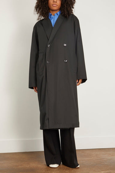 Lemaire Coats Wrap Collar Trench in Jet Black Lemaire Wrap Collar Trench in Jet Black