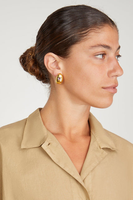 Lizzie Fortunato Earrings Mini Arp Earrings in Studded Gold Lizzie Fortunato Mini Arp Earrings in Studded Gold